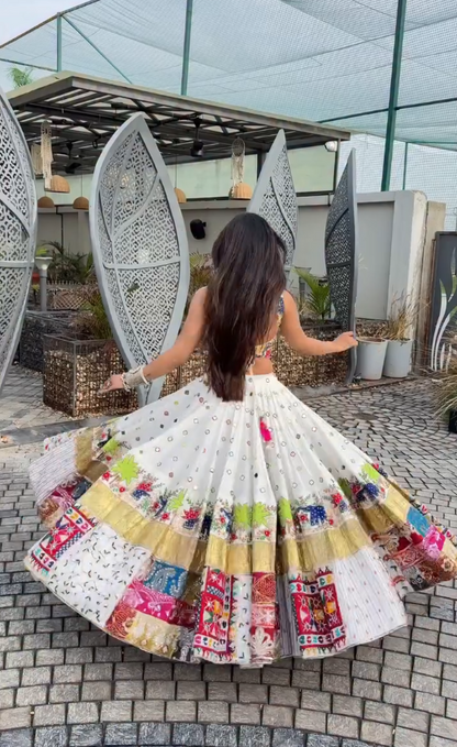 "Traditional Gujarati Mirror Work Chaniya Choli – Handcrafted Embroidered Navratri Special"