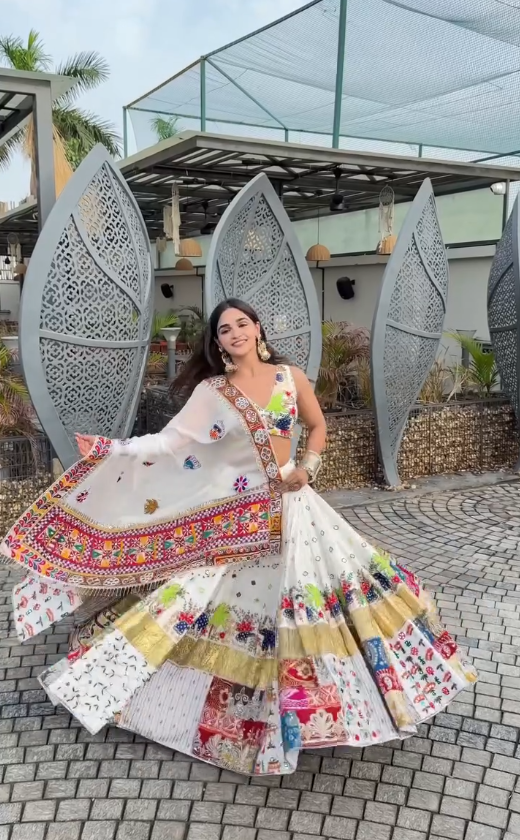 "Traditional Gujarati Mirror Work Chaniya Choli – Handcrafted Embroidered Navratri Special"