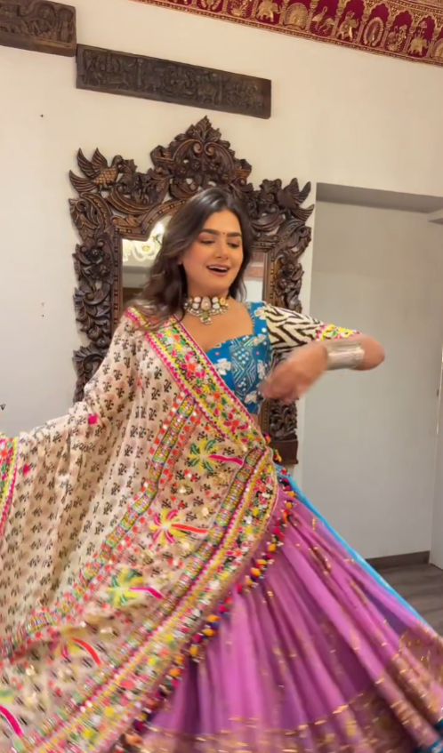 "Blue Multicolor Chaniya Choli with Embroidered Dupatta"