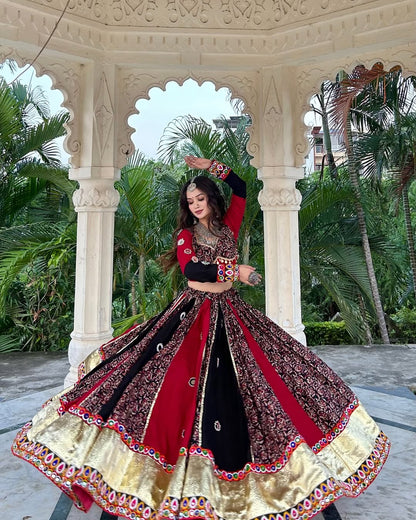 Maroon & Black Traditional Ghoomar Lehenga