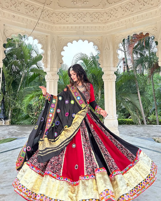Maroon & Black Traditional Ghoomar Lehenga