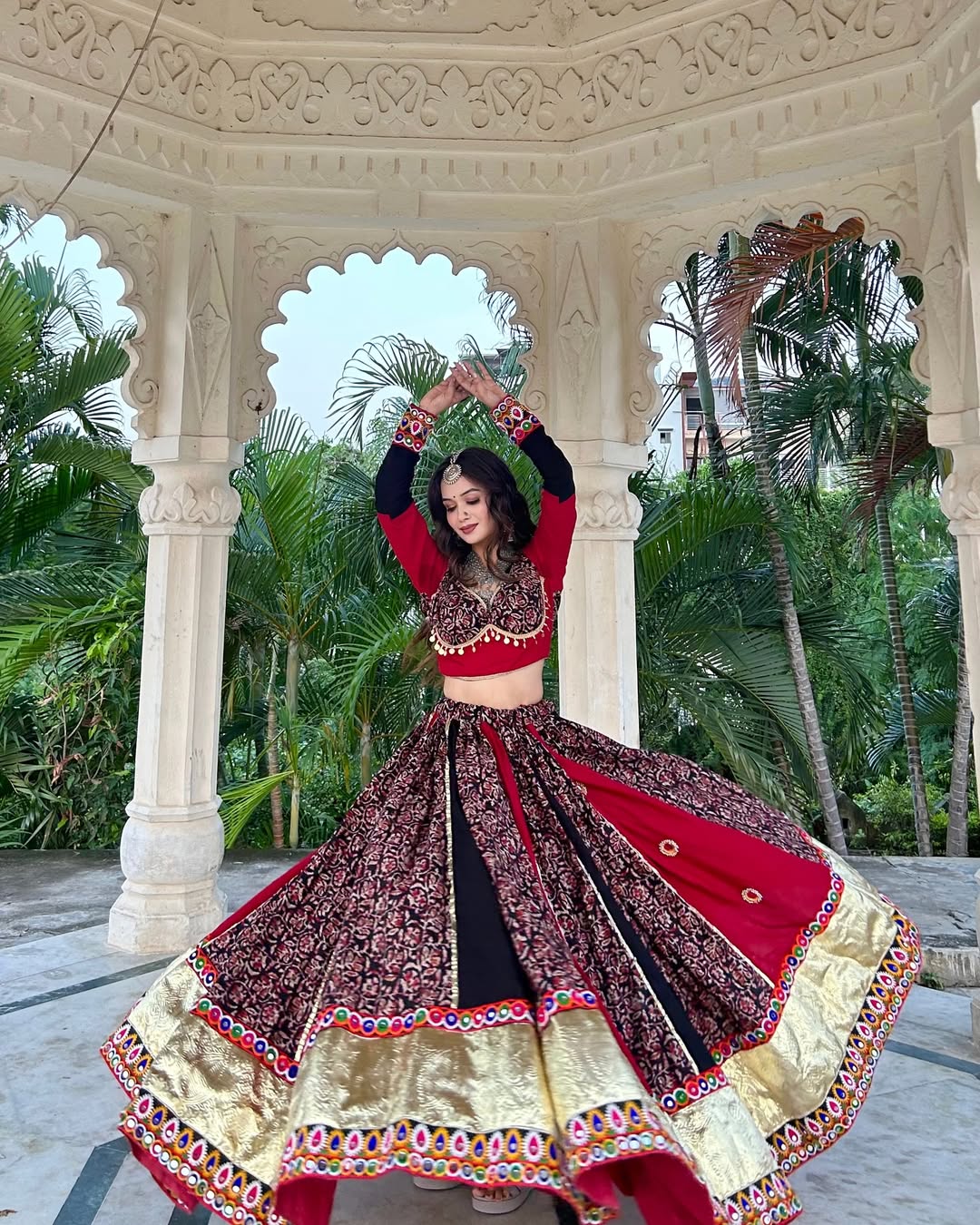 Maroon & Black Traditional Ghoomar Lehenga