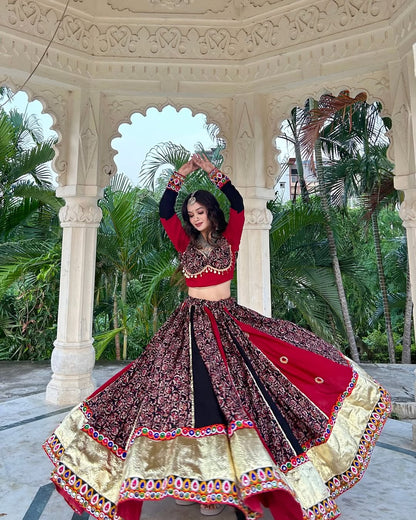 Maroon & Black Traditional Ghoomar Lehenga