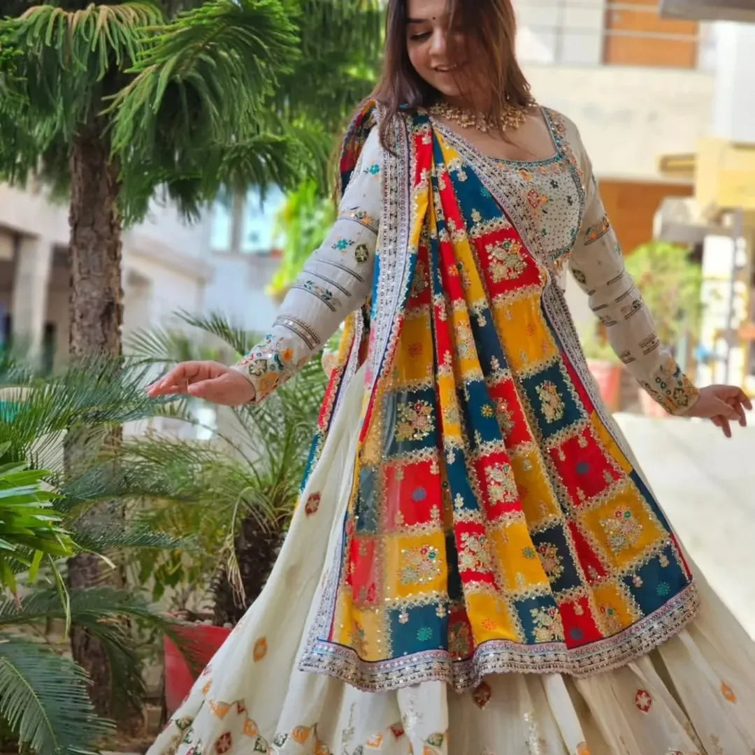 Ivory Lehenga with Elephant Motifs Lahenga
