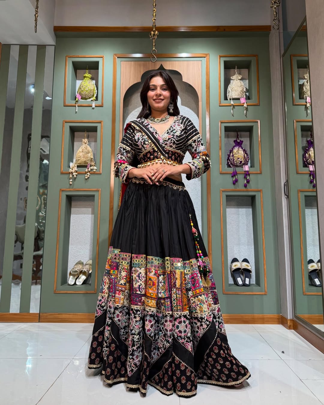 Regal Black Bandhej Charm Lehenga