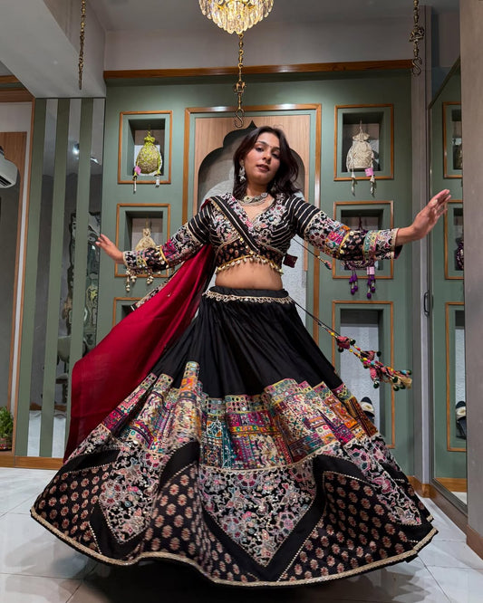 Regal Black Bandhej Charm Lehenga