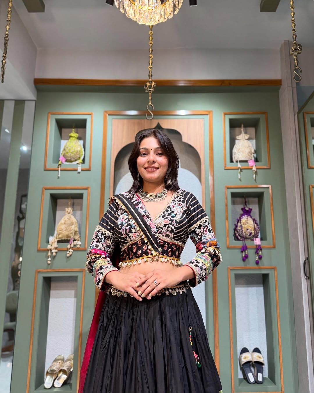Regal Black Bandhej Charm Lehenga