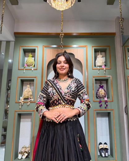 Regal Black Bandhej Charm Lehenga