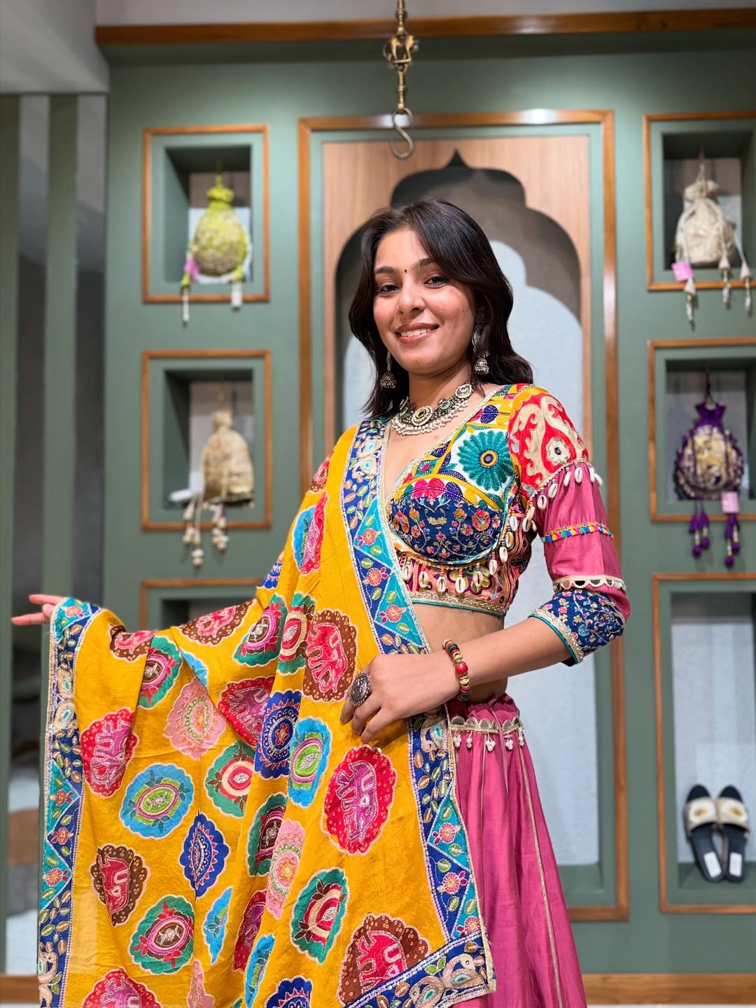 Festive Pink Patola Lehenga