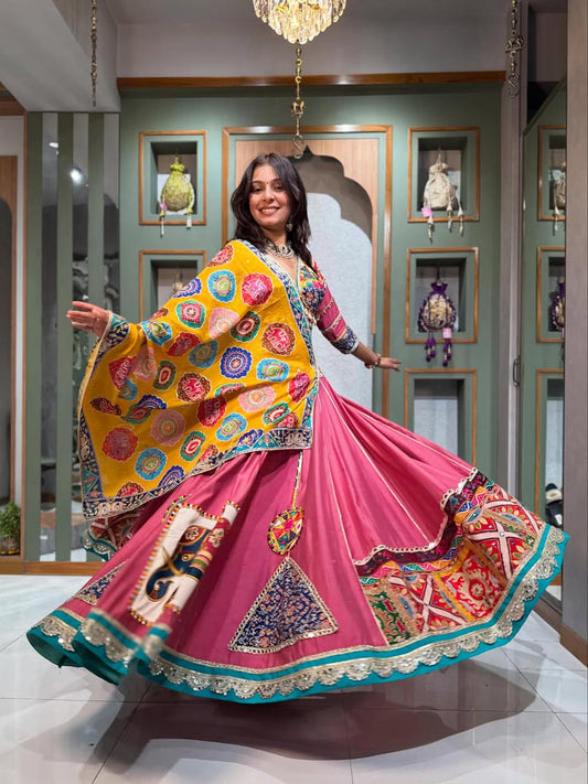 Festive Pink Patola Lehenga