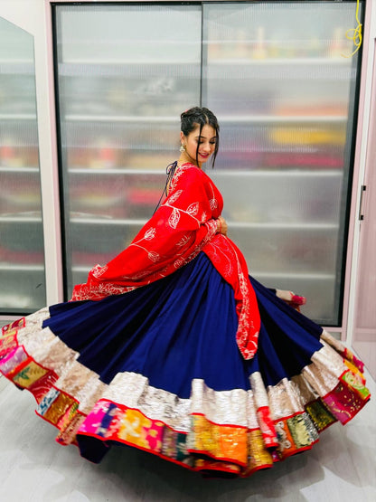 Purple Lehenga with Red Dupatta