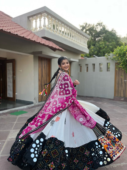 Magenta Mirage Multi-Patch Mirror Lehenga Set
