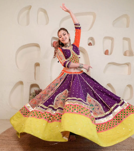 Vibrant Gamthi Fusion Look Lehanga choli set