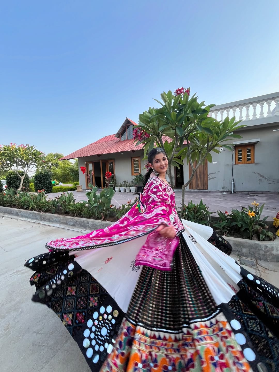 Magenta Mirage Multi-Patch Mirror Lehenga Set