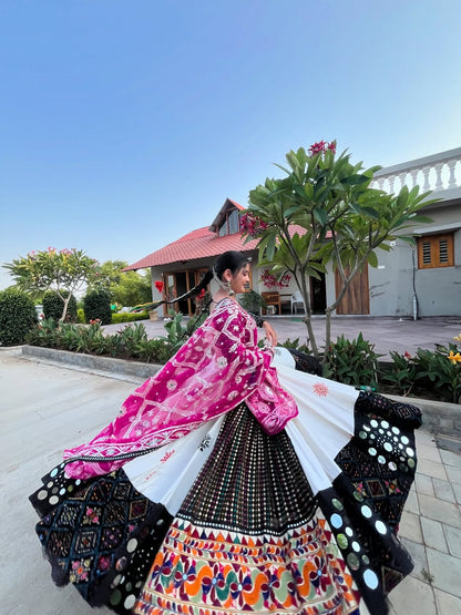 Magenta Mirage Multi-Patch Mirror Lehenga Set