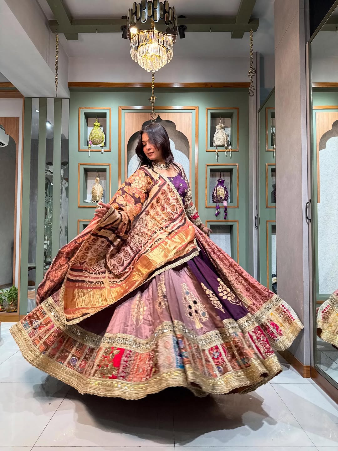 Lavender Majesty  Purple Lehenga with Mirror & Resham Work