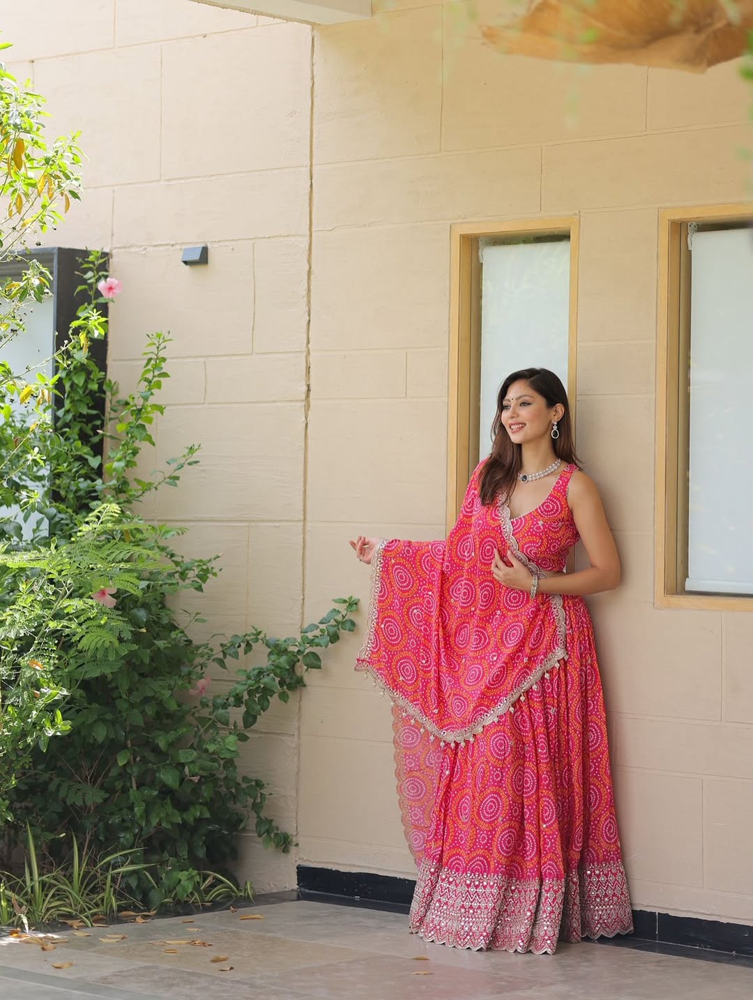 Pretty in Pink Twirl Bandhani Bliss Lehenga