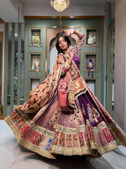 Lavender Majesty  Purple Lehenga with Mirror & Resham Work