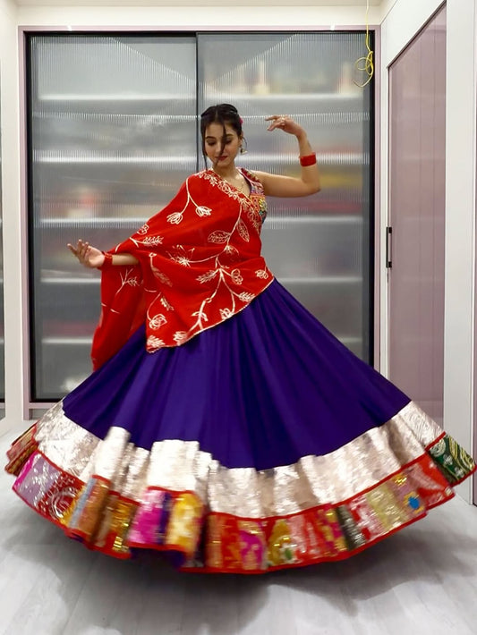 Purple Lehenga with Red Dupatta