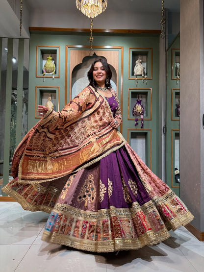 Lavender Majesty  Purple Lehenga with Mirror & Resham Work
