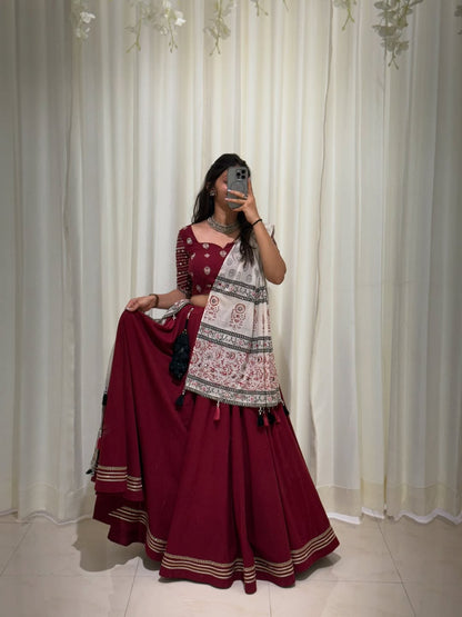Wine Red Designer Lehenga