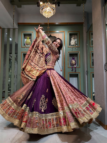 Lavender Majesty  Purple Lehenga with Mirror & Resham Work