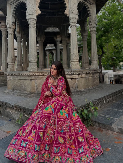 Vibrant Rani Pink Lehenga with Folk Charm