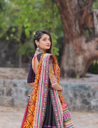 Heritage Glow  Black & Maroon Fusion Lehenga choli set