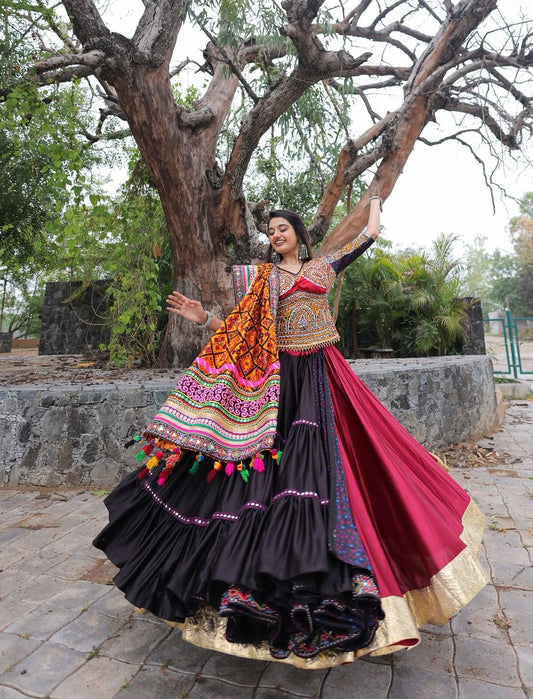 Heritage Glow  Black & Maroon Fusion Lehenga choli set