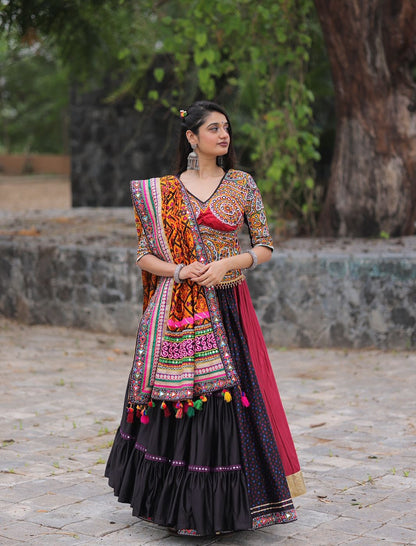 Heritage Glow  Black & Maroon Fusion Lehenga choli set