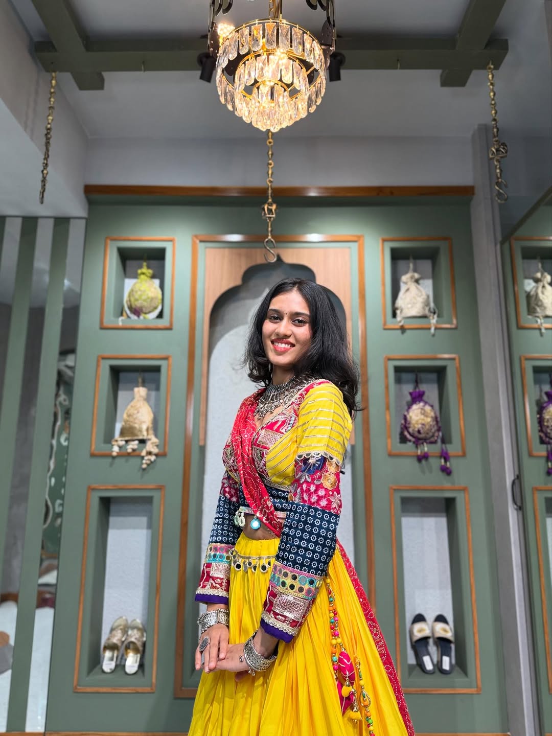 Golden Glow Yellow Lehenga with Resham & Mirror Work