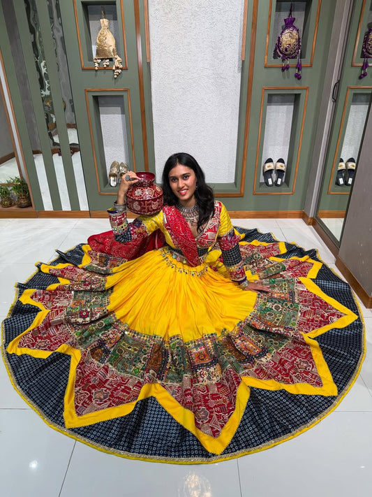 Golden Glow Yellow Lehenga with Resham & Mirror Work