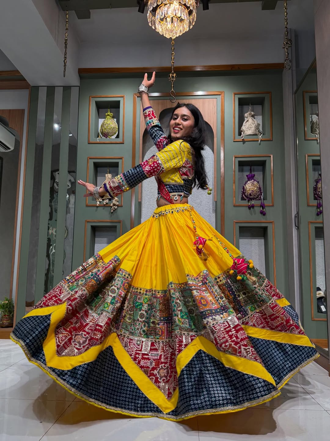 Golden Glow Yellow Lehenga with Resham & Mirror Work