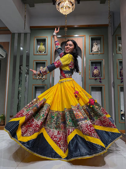 Golden Glow Yellow Lehenga with Resham & Mirror Work