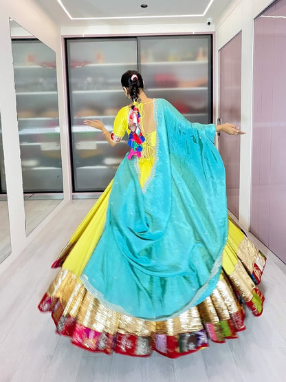Yellow Lehenga with Green Dupatta