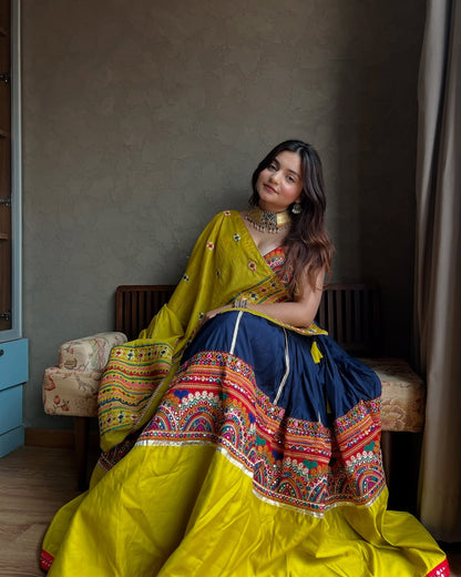 Festive Yellow Gamthi Lehenga