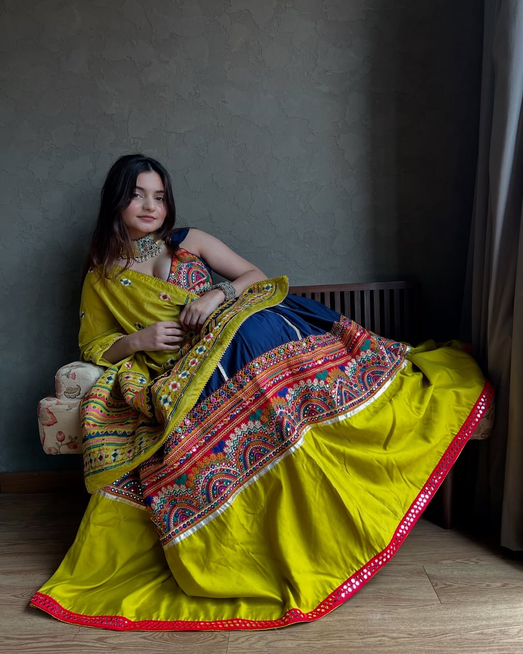 Festive Yellow Gamthi Lehenga