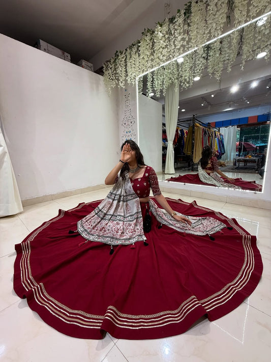 Wine Red Designer Lehenga