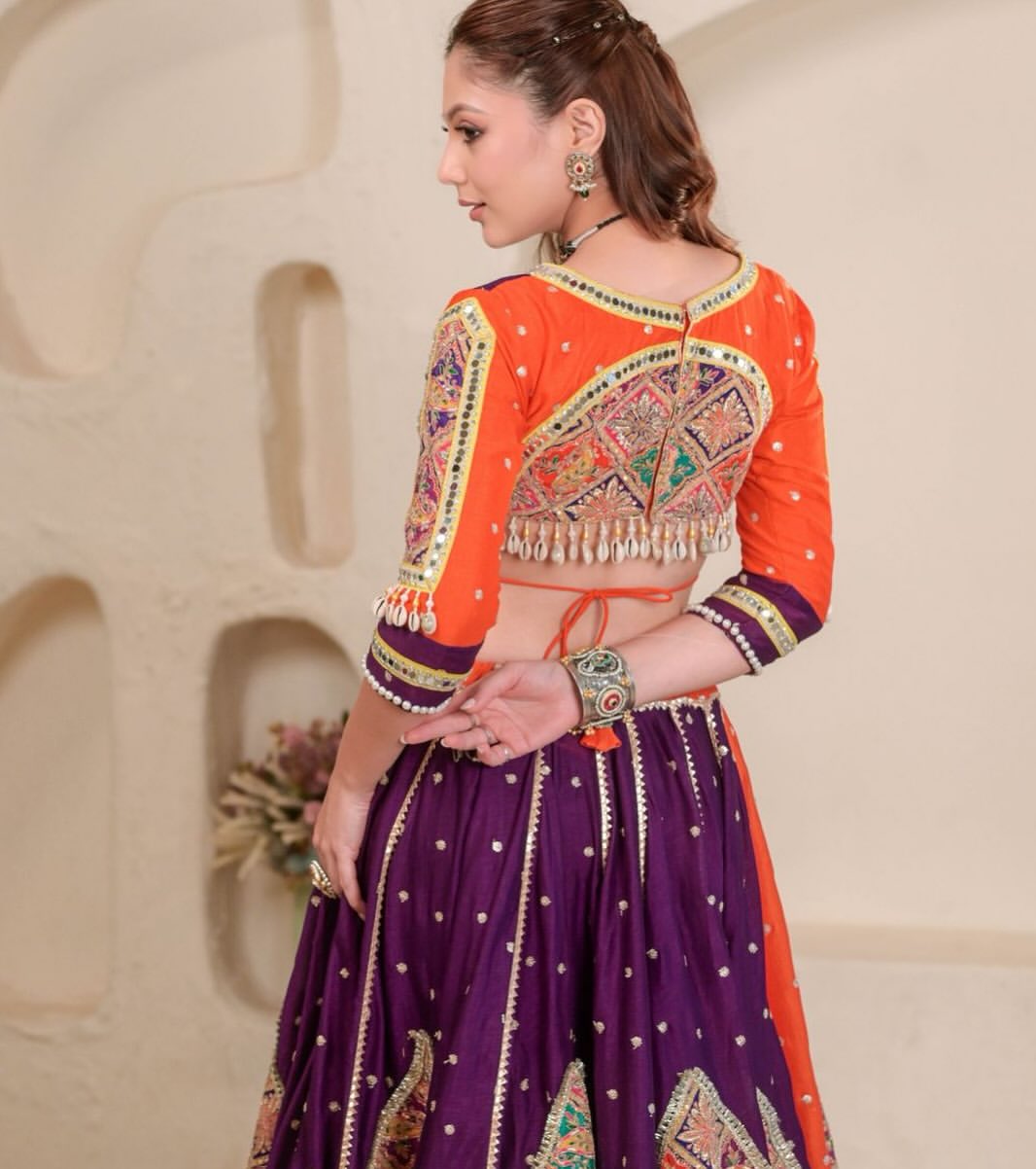 Vibrant Gamthi Fusion Look Lehanga choli set