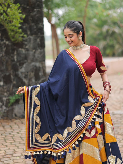 Black Multicolor Chaniya Choli with Embroidered Dupatta