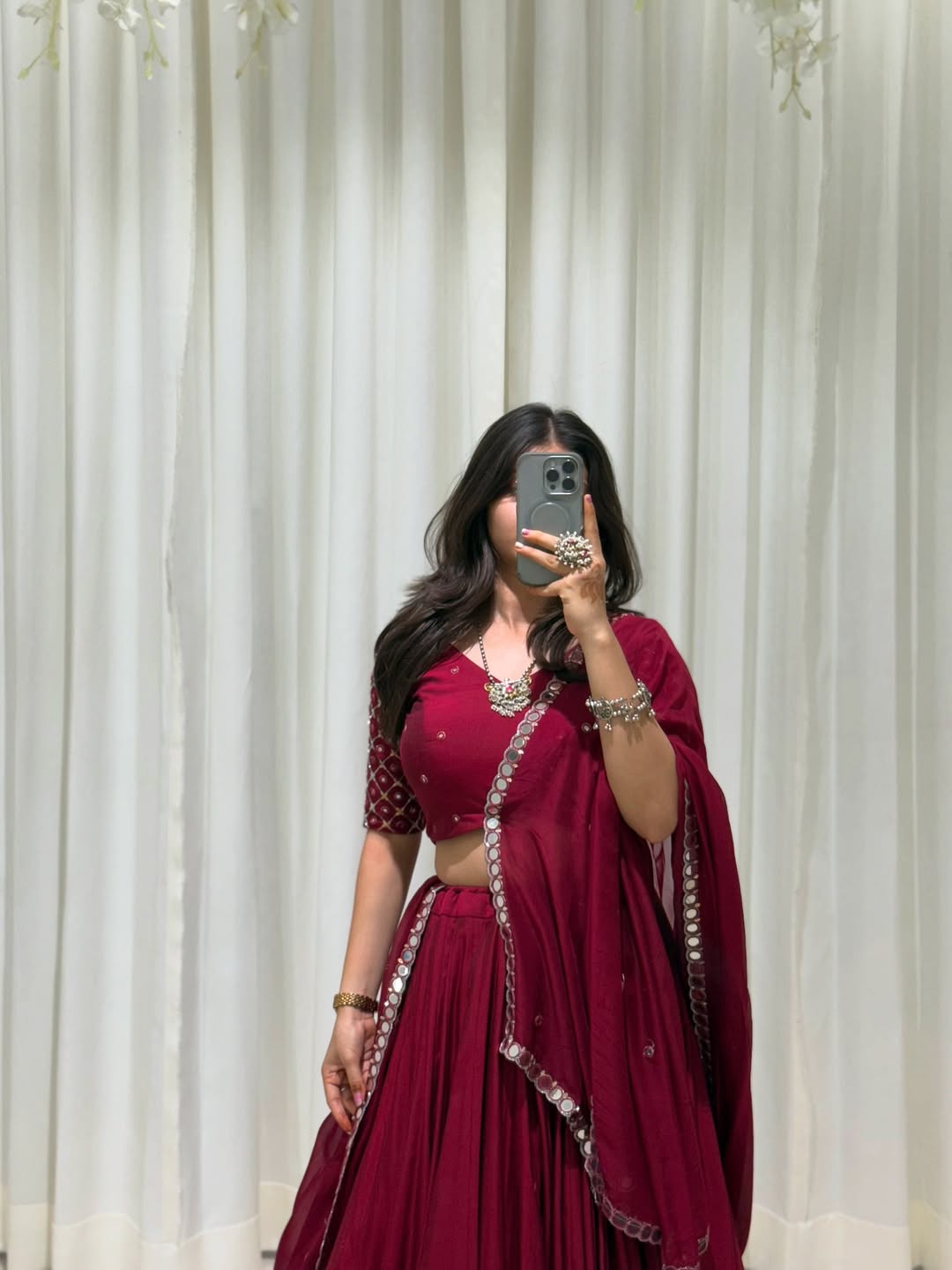 Maroon Embroidered Bridal Lehenga Set