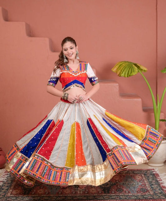 Royal Radiance Multicolor Flair Gamthi Work Lehenga Choli