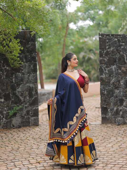 Black Multicolor Chaniya Choli with Embroidered Dupatta