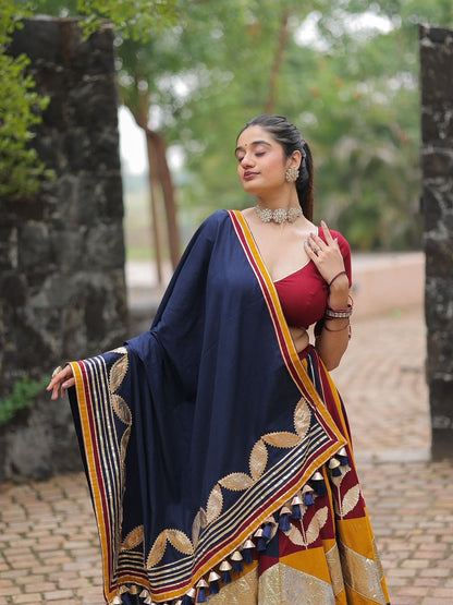 Black Multicolor Chaniya Choli with Embroidered Dupatta