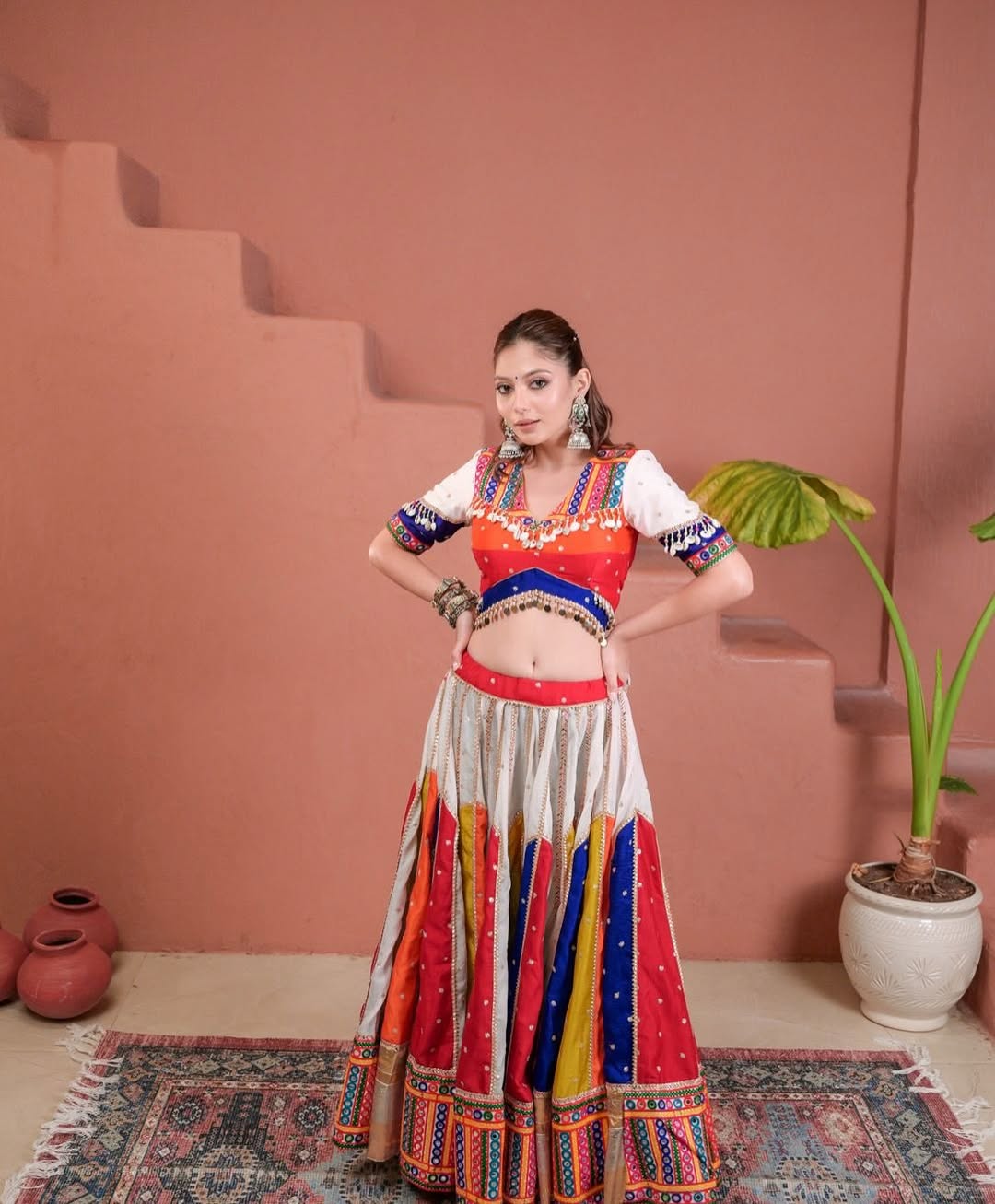 Royal Radiance Multicolor Flair Gamthi Work Lehenga Choli