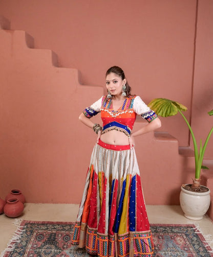 Royal Radiance Multicolor Flair Gamthi Work Lehenga Choli