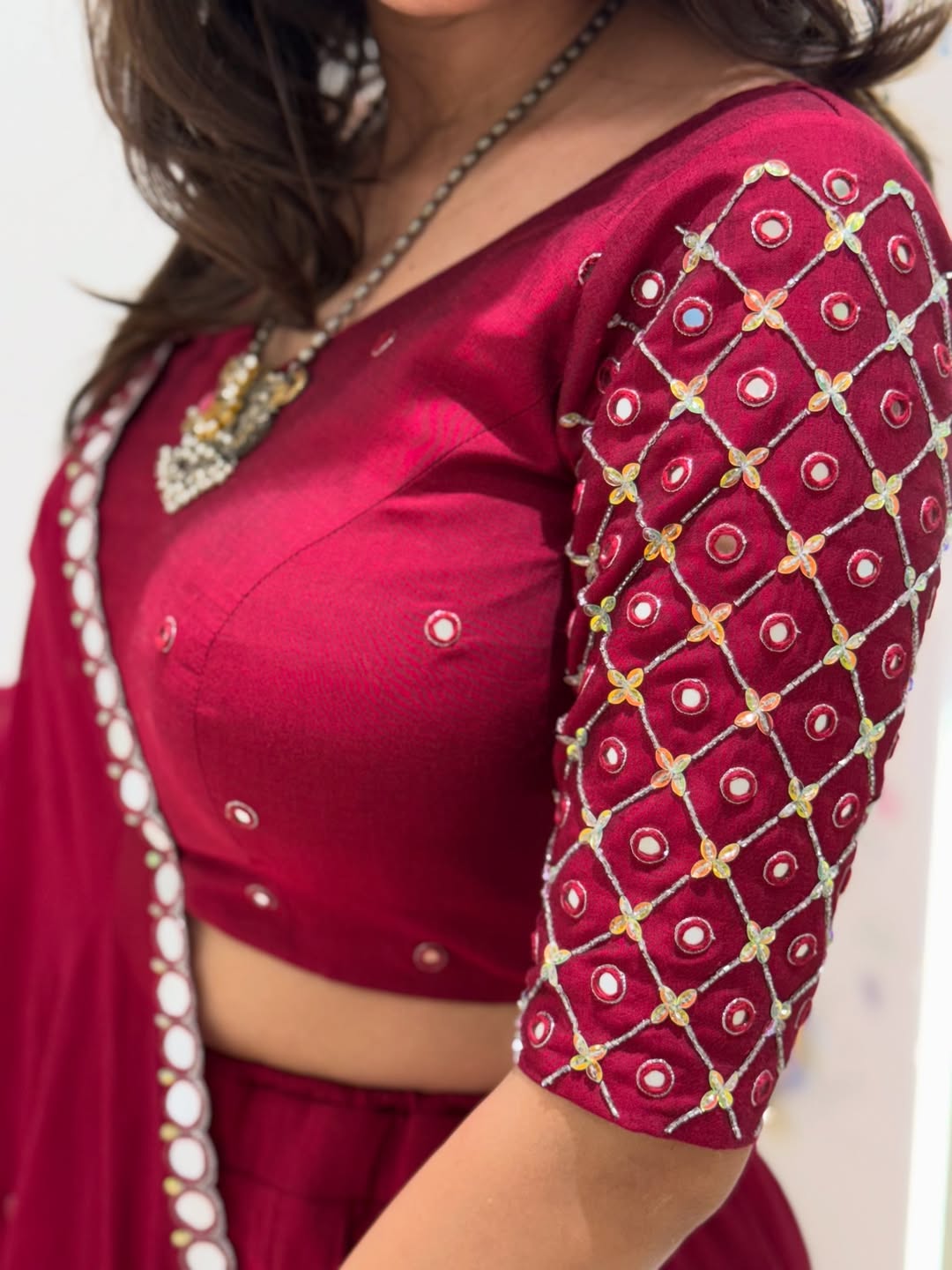 Maroon Embroidered Bridal Lehenga Set