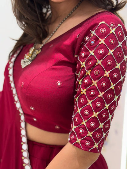 Maroon Embroidered Bridal Lehenga Set