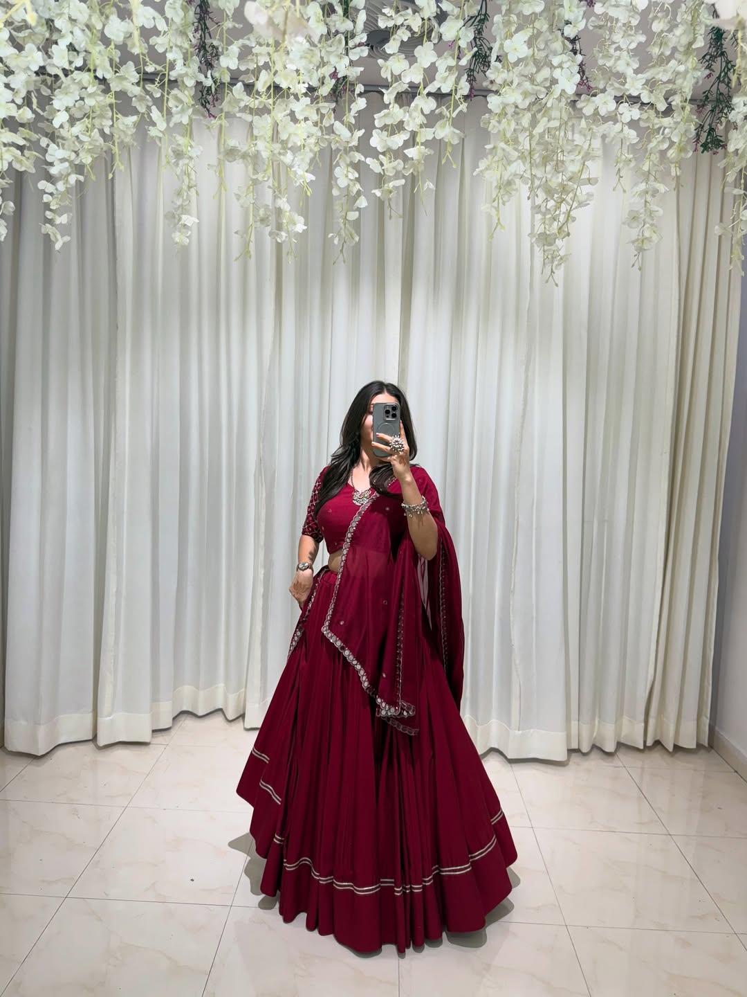 Maroon Embroidered Bridal Lehenga Set