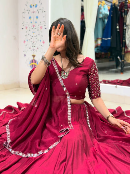 Maroon Embroidered Bridal Lehenga Set
